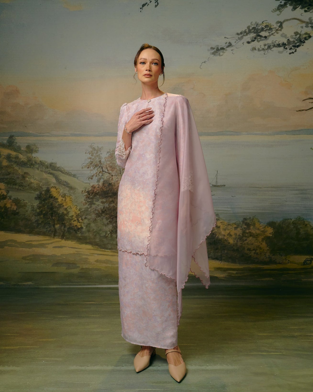 open lace back dress New Moroccan Light Pink Kaftan Dress for Sale
