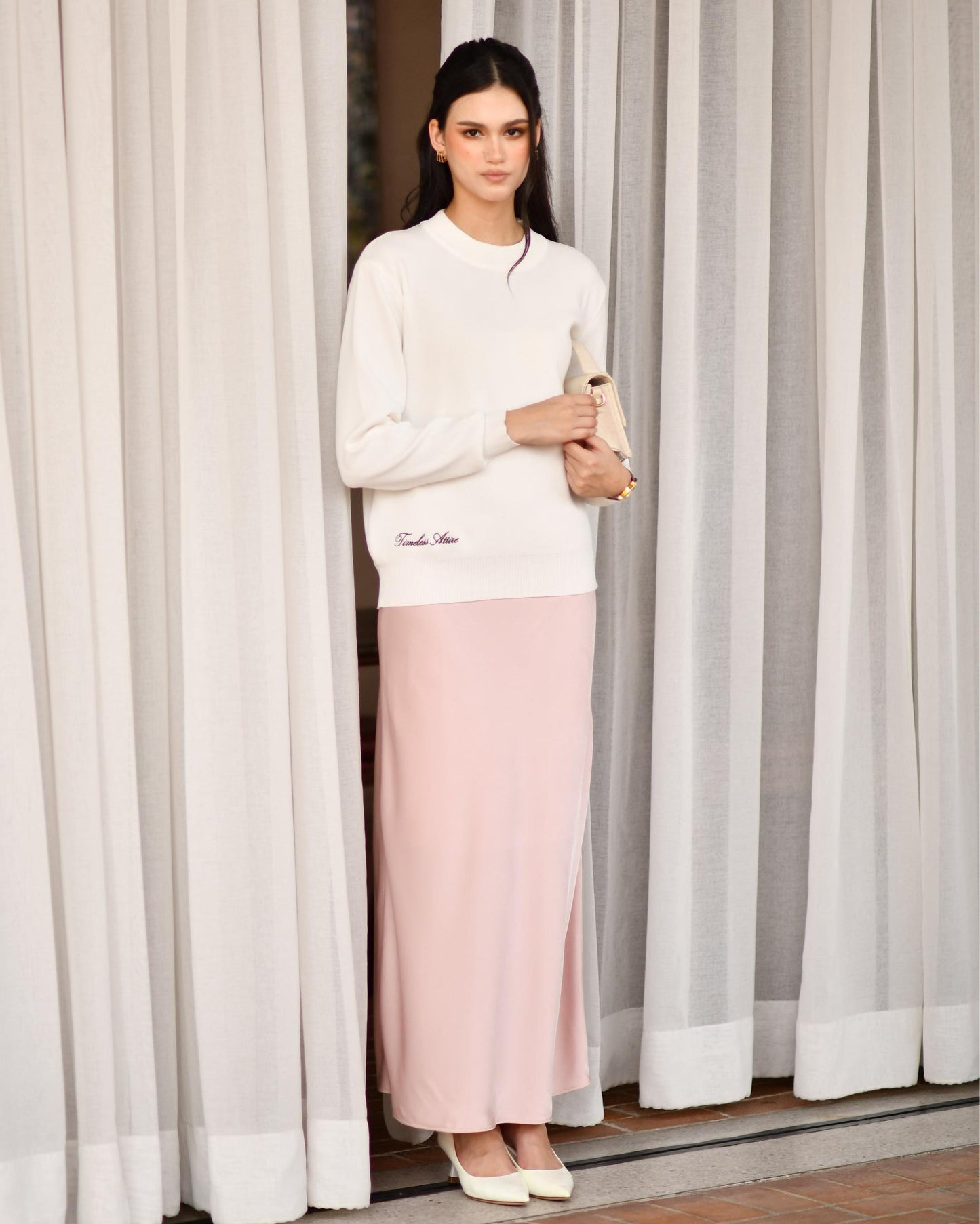 Jane Satin Skirt in Morganite