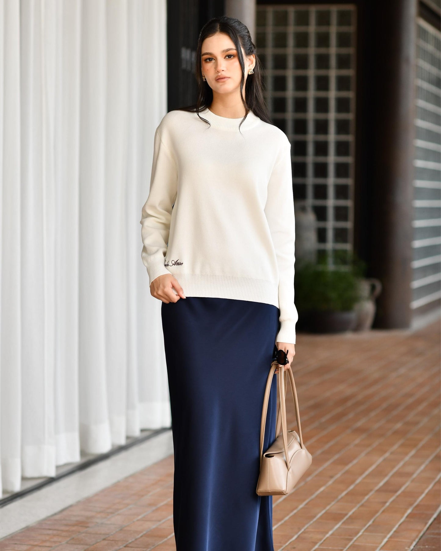 Jane Satin Skirt in Sapphire