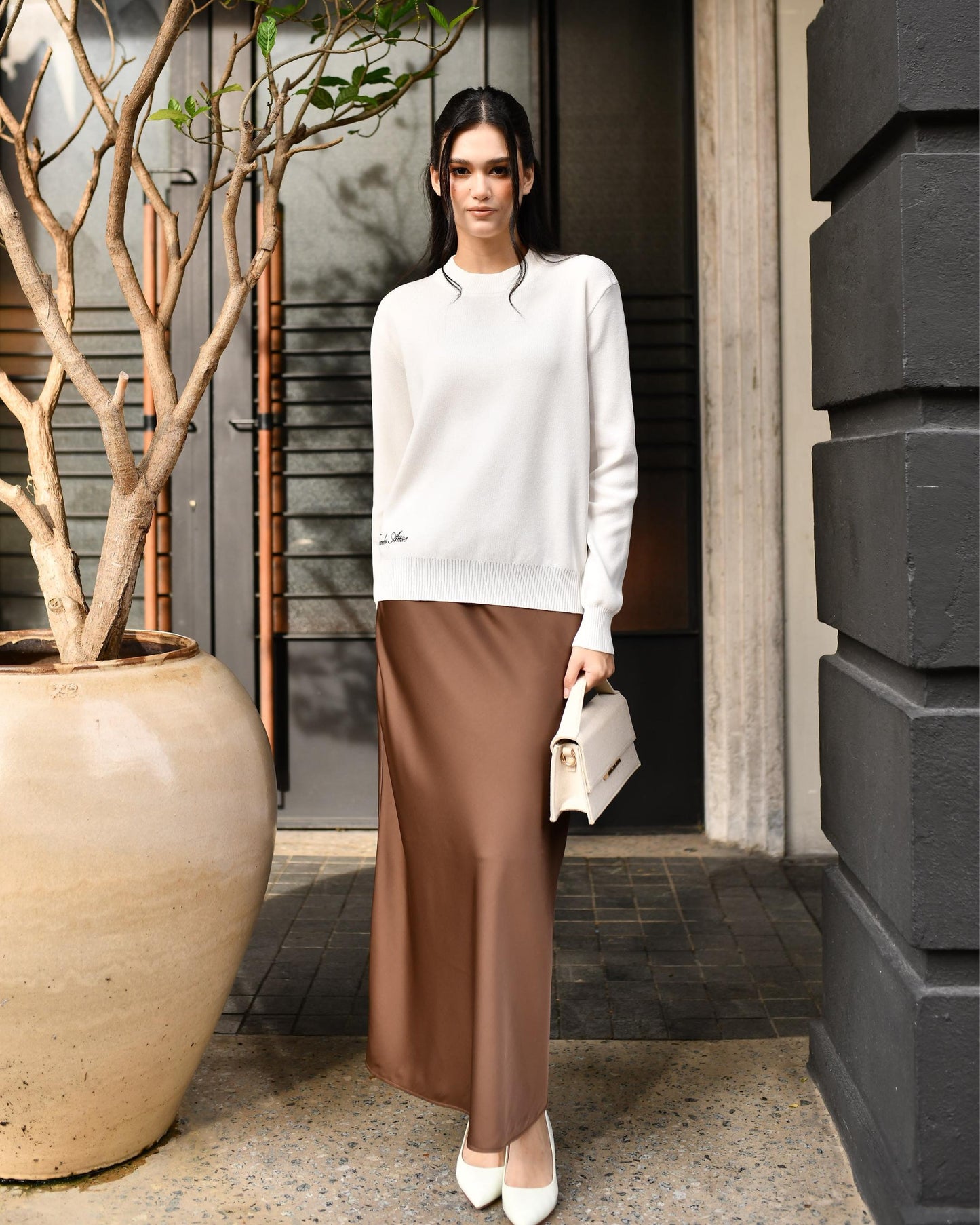 Jane Satin Skirt in Oud