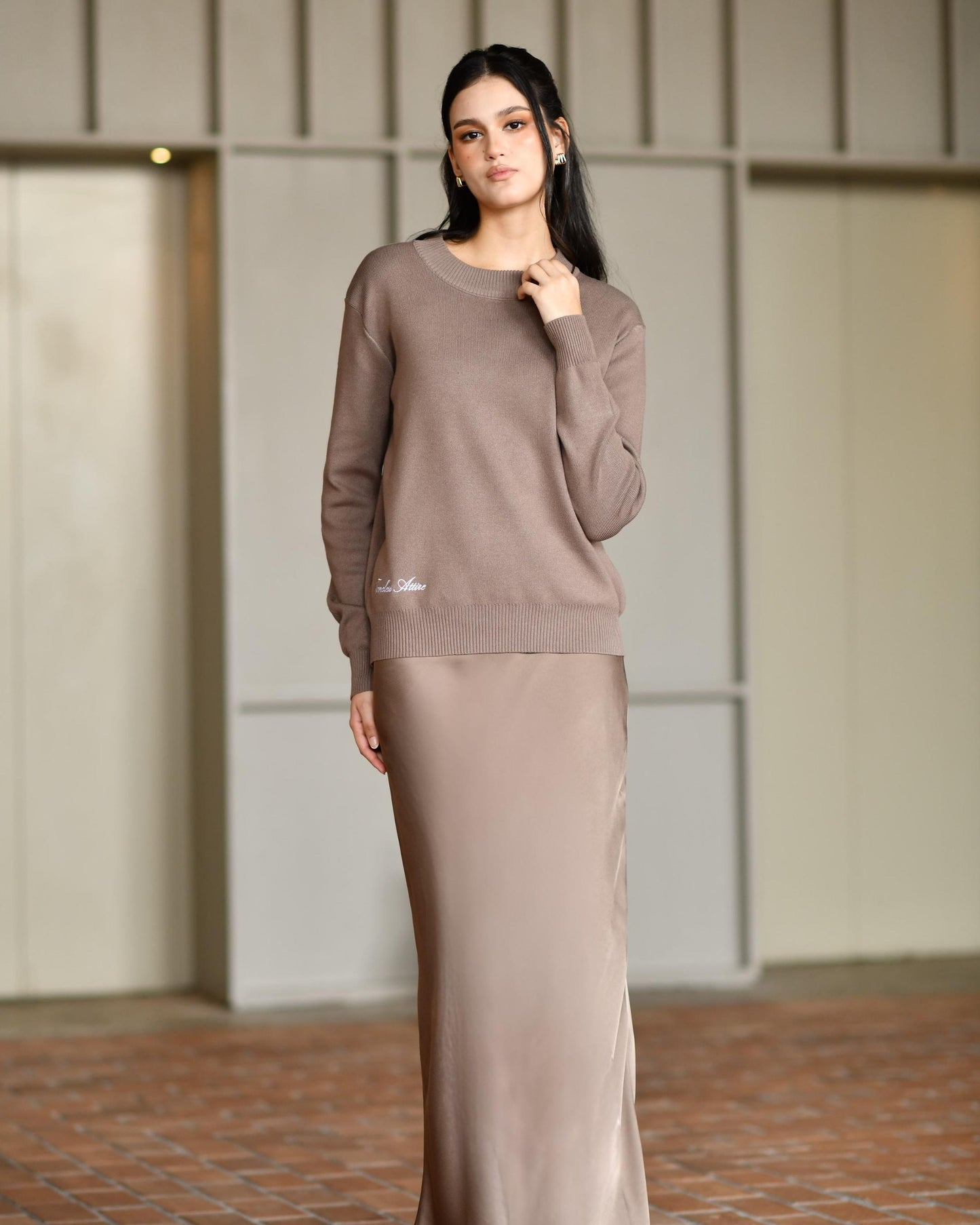 Jane Satin Skirt in Truffle