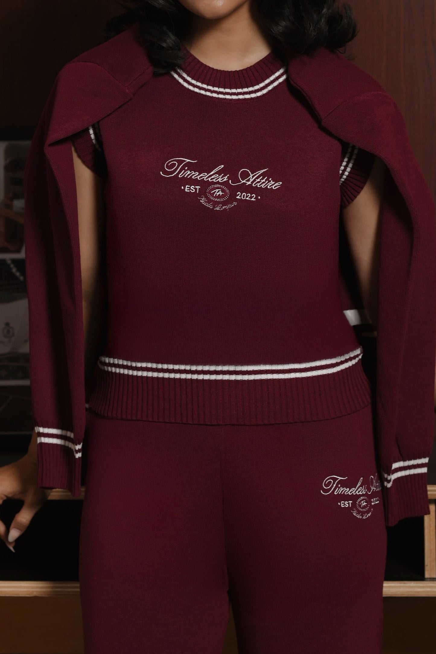 Blair Cardigan Set in Cranberry