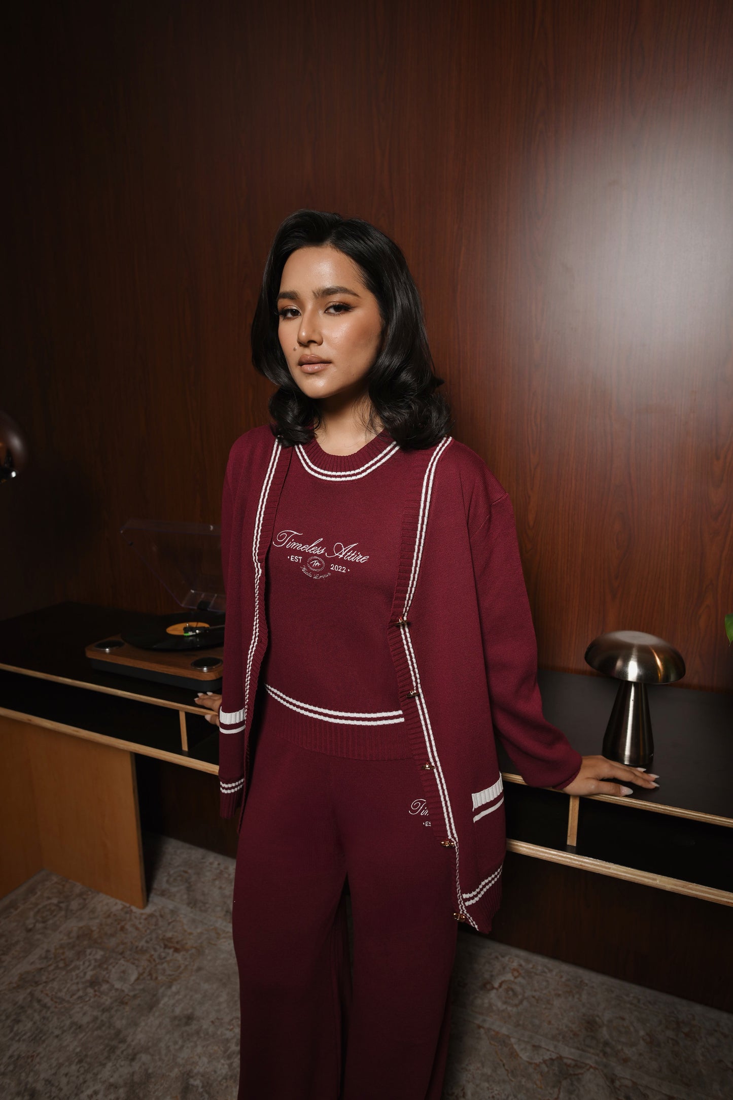 Blair Cardigan Set in Cranberry