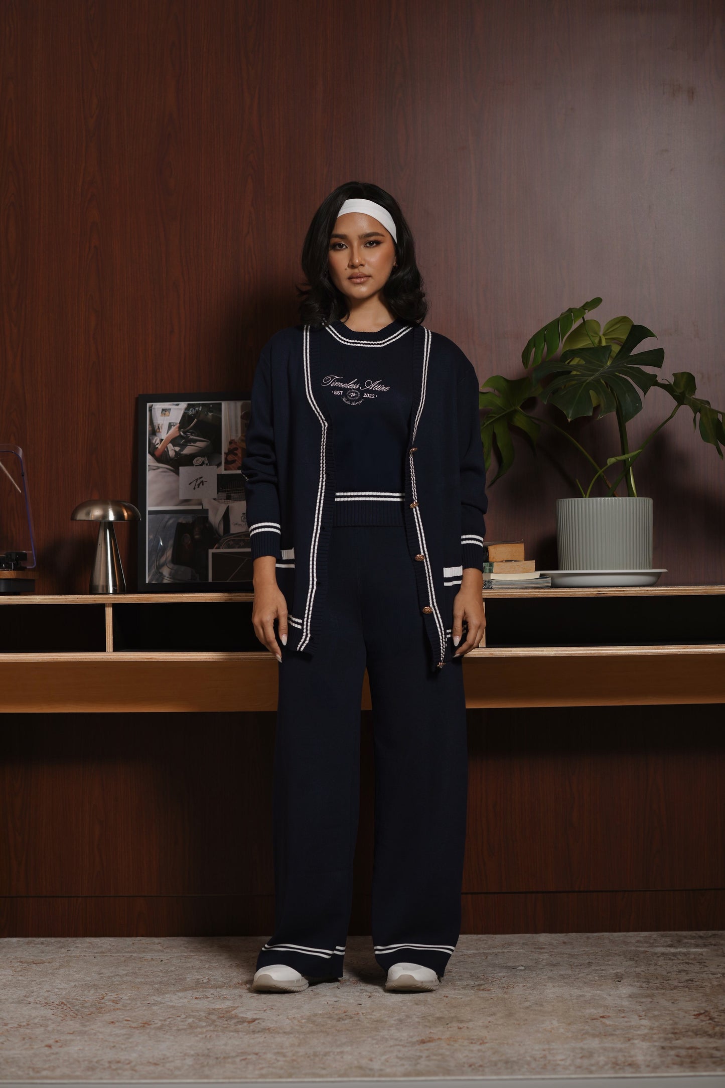 Blair Cardigan Set in Navy Blue