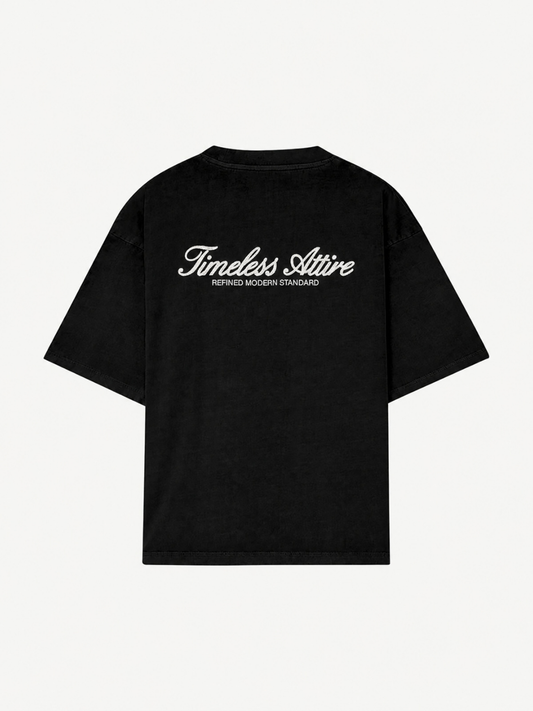 Chain Stitch Embroidery T-shirt in Black