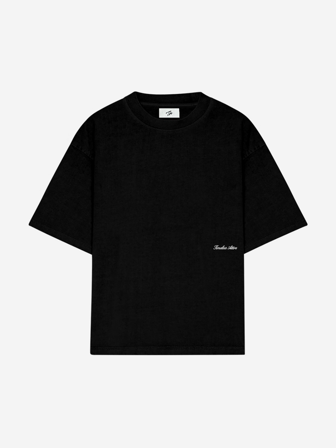 Chain Stitch Embroidery T-shirt in Black
