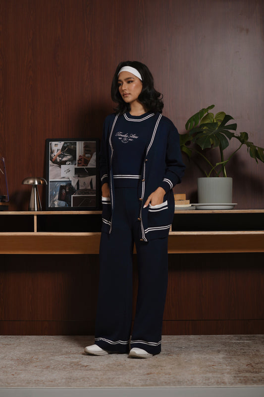 Blair Cardigan Set in Navy Blue
