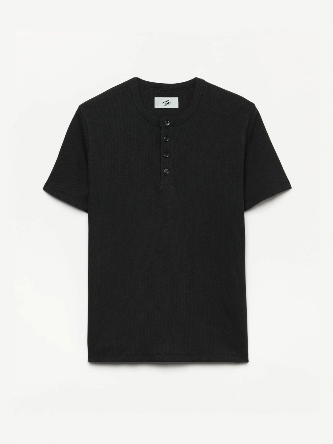 Fitted Henley Tee in Black