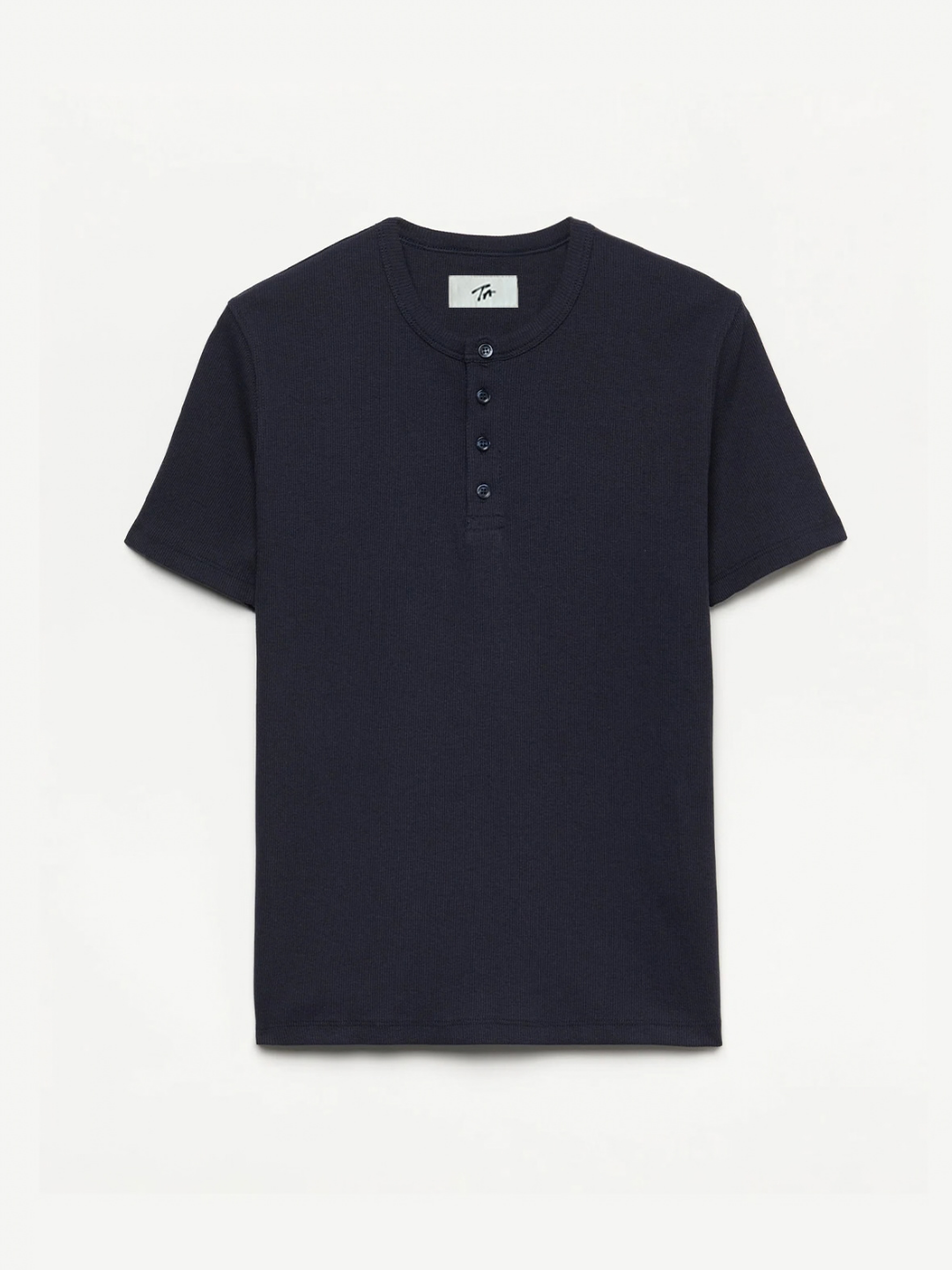 Fitted Henley Tee in Navy Blue