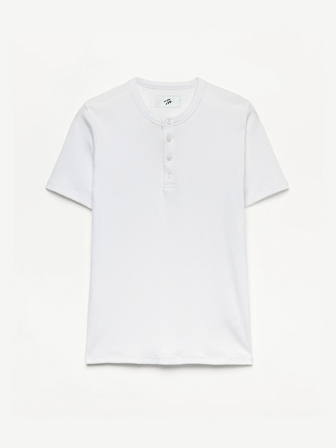 Fitted Henley Tee in White