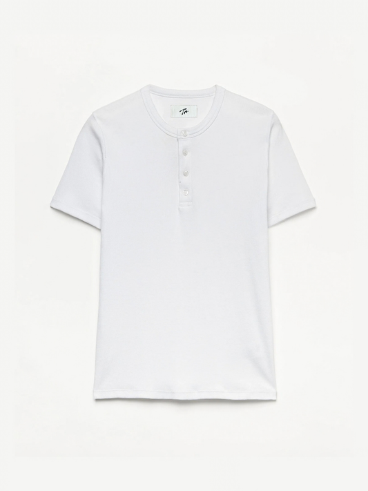 Fitted Henley Tee in White