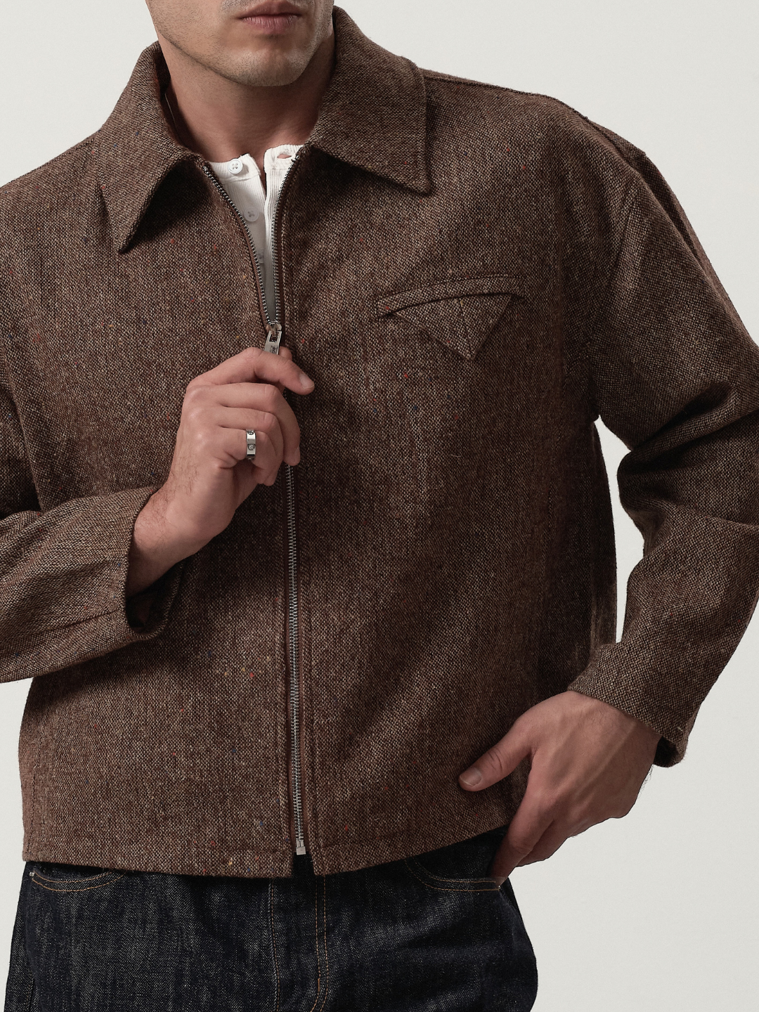 Zip-Up Jacket in Brown